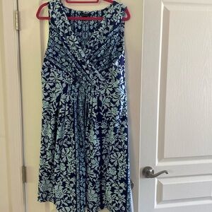 Lands end wrap bodice with A line below the knee summer dress